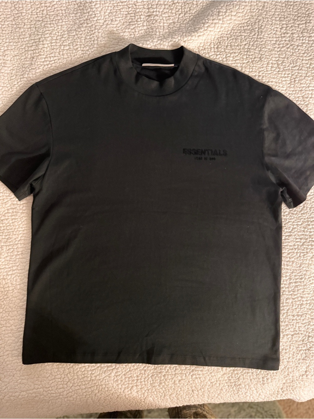 Essentials Black Short-Sleeve Crewneck Tee with Subtle Chest Logo